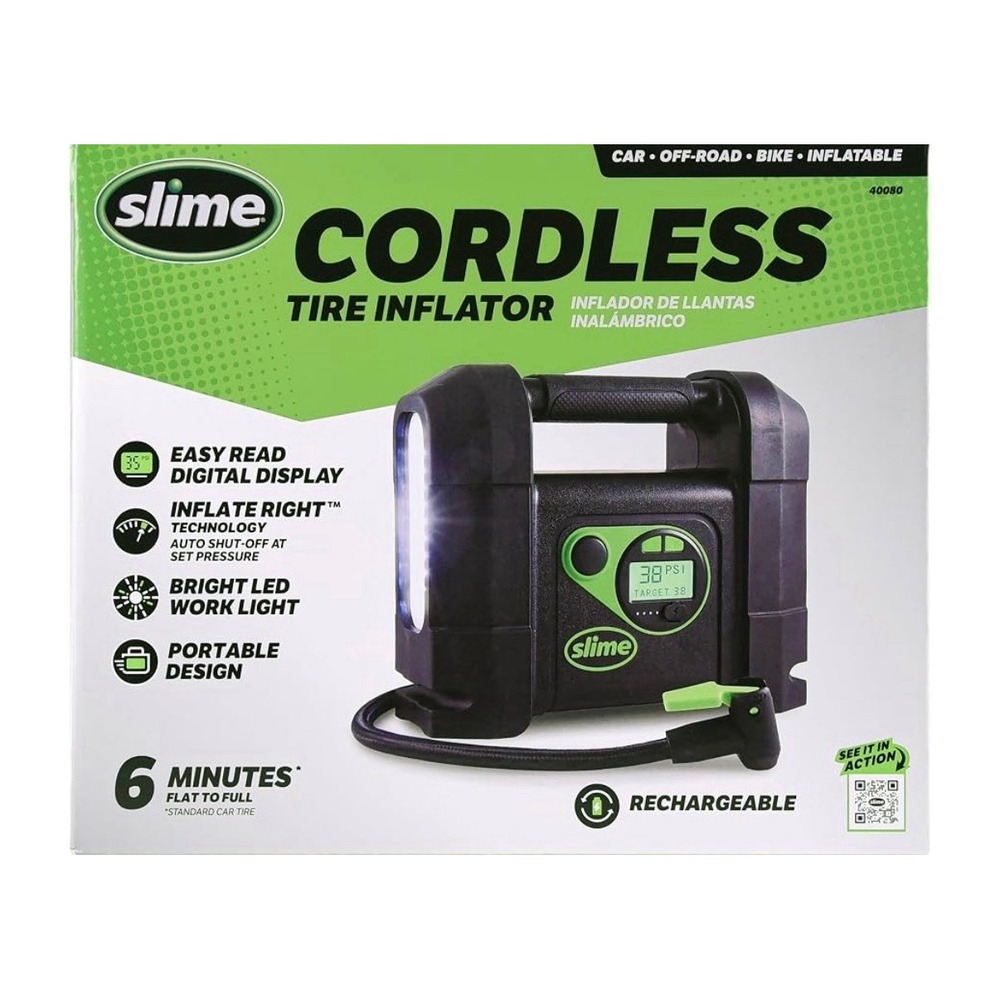 Slime 40080 Cordless Rechargable Tire Inflator NOB